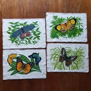 Linen Butterfly Midcentury Placemats Set Colorful